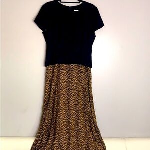 Vintage 90s J Taylor NY Leopard Cheetah Maxi short sleeve Dress 12 women’s